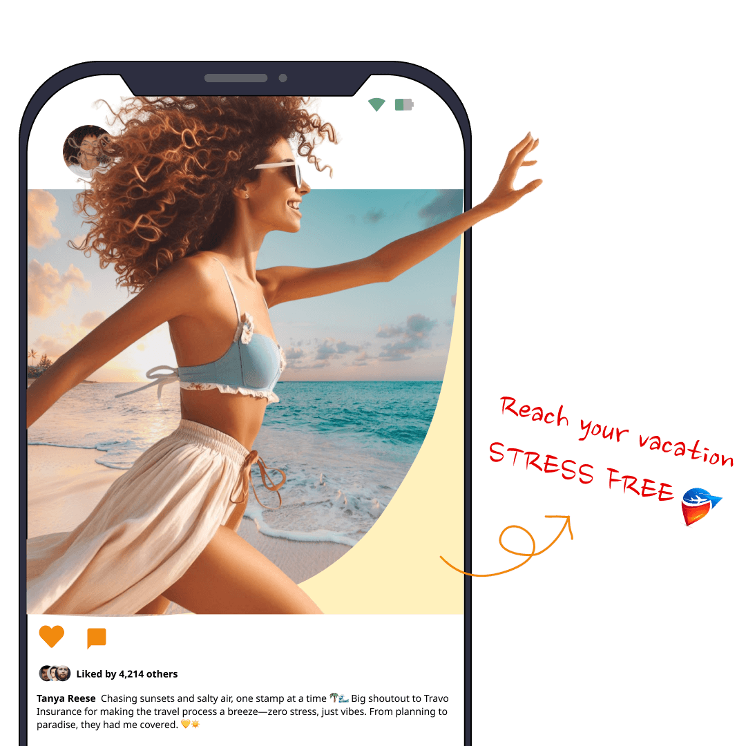 Traveler relaxing with luggage — stress-free travel